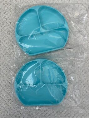 Bumkins Silicone Grip Plates - Blue (Set of 2)